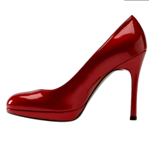 Stuart Weitzman Platswoon Red Patent Stiletto Heels Pumps Size 7
